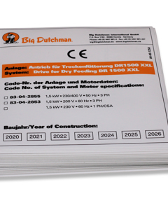 Typenschild D/GB: Antrieb DR1500-XXL